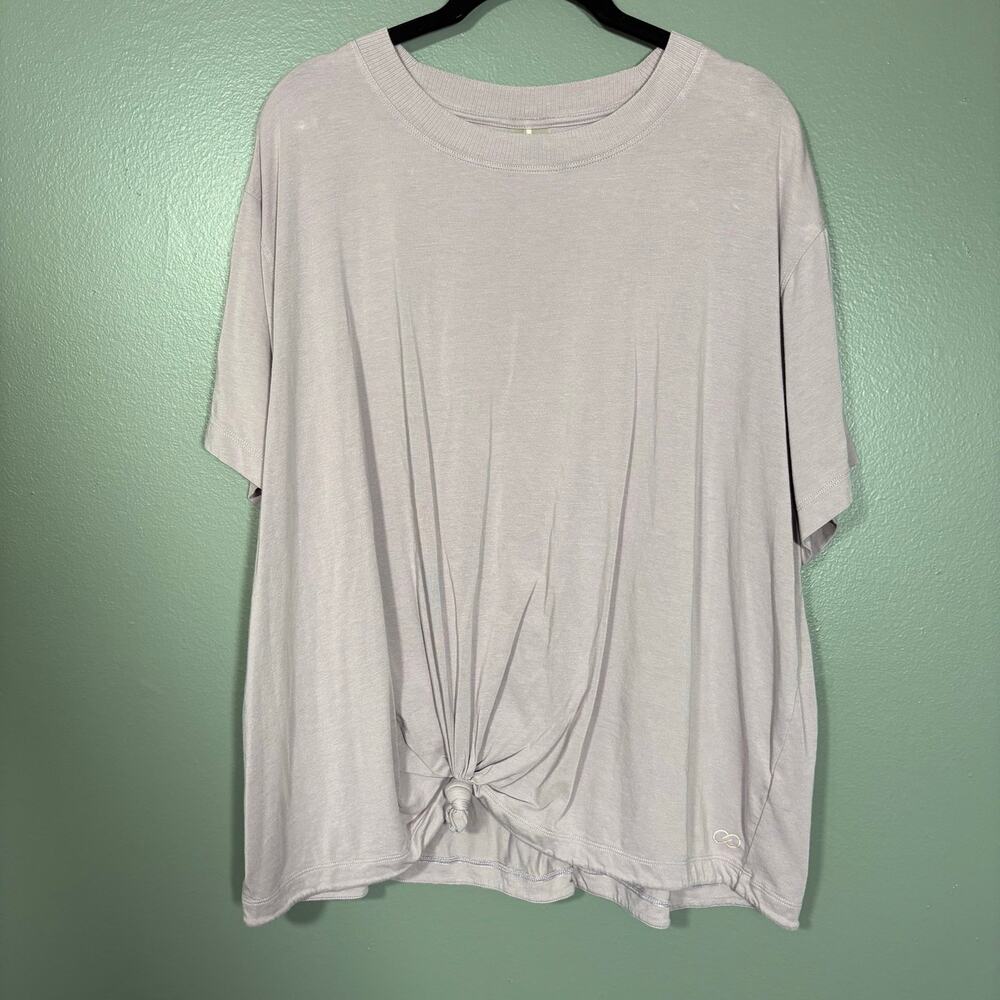 Calla Dusty Purple Casual Activewear Short Sleeve T-Shirt - 1X - Women Plus Size